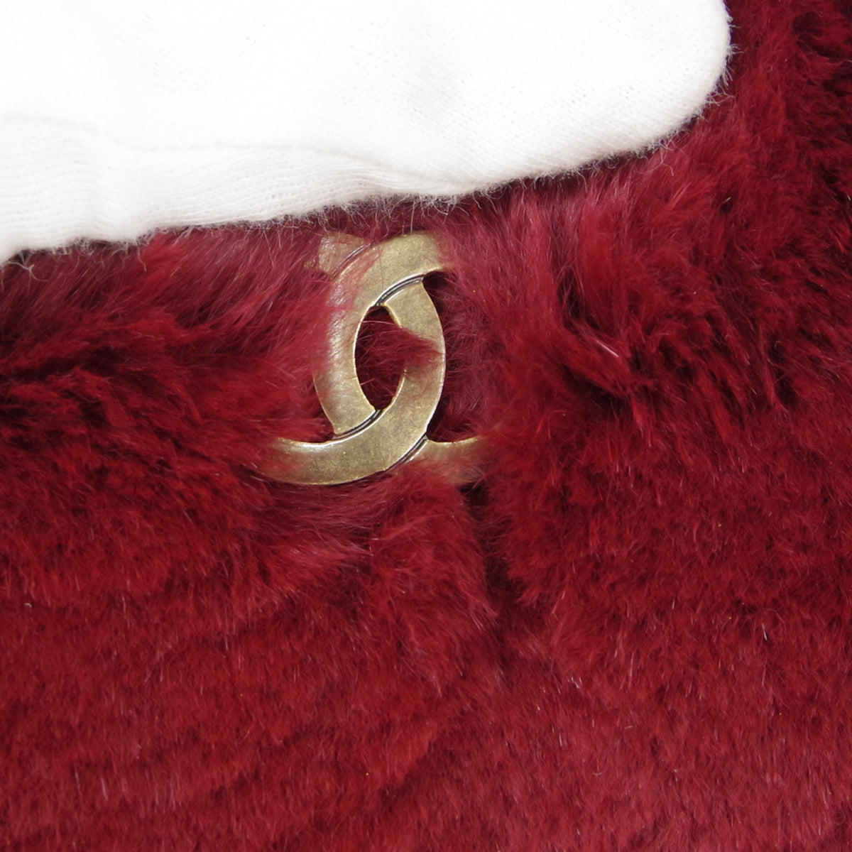 CHANEL 2000-2001 Chain Tote Bordeaux Fur 66394
