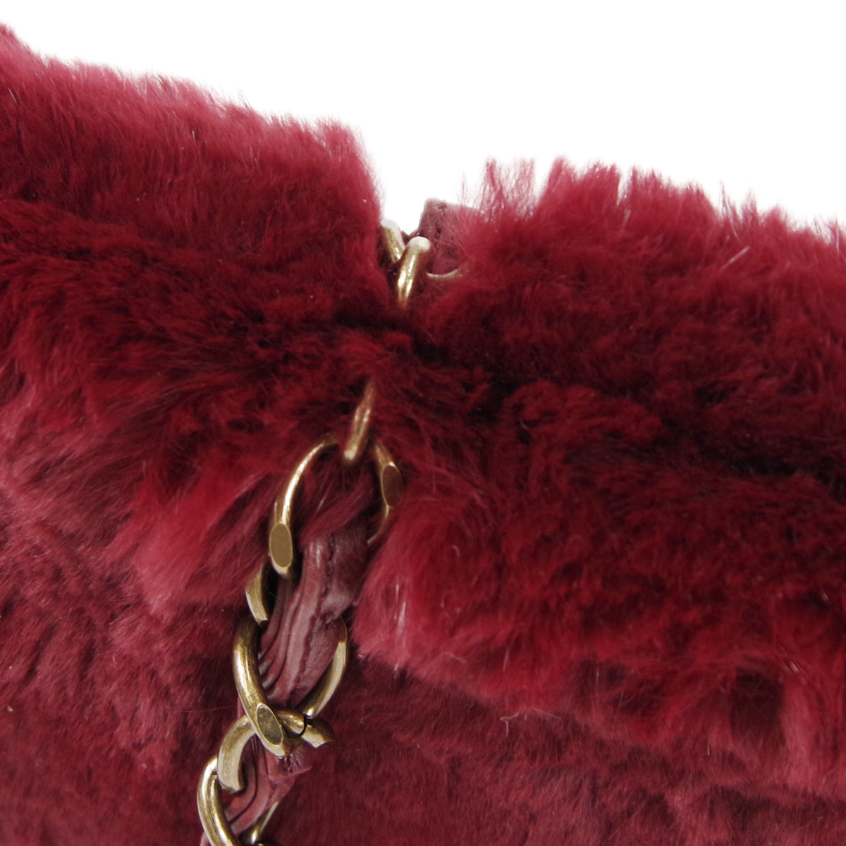 CHANEL 2000-2001 Chain Tote Bordeaux Fur 66394
