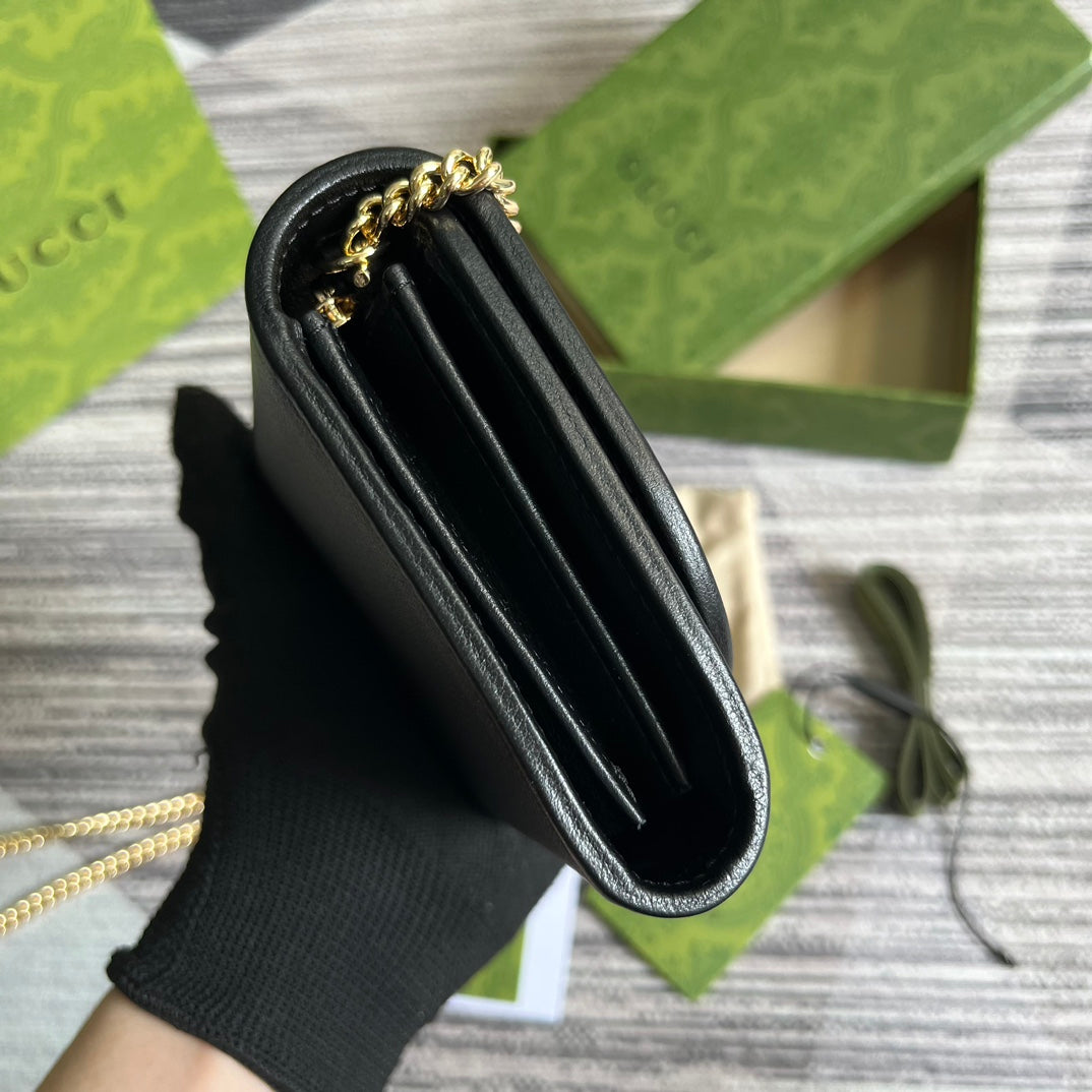 BLONDIE INTERLOCK MINI SHOULDER BAG 12 IN BLACK CALFSKIN GOLD CHAIN Amelia Amelia