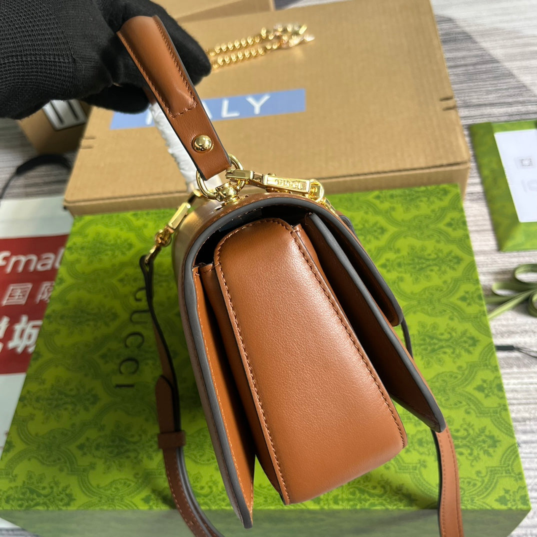 BLONDIE 23 TOP-HANDLE BAG CINNAMON BROWN CALFSKIN Amelia Amelia