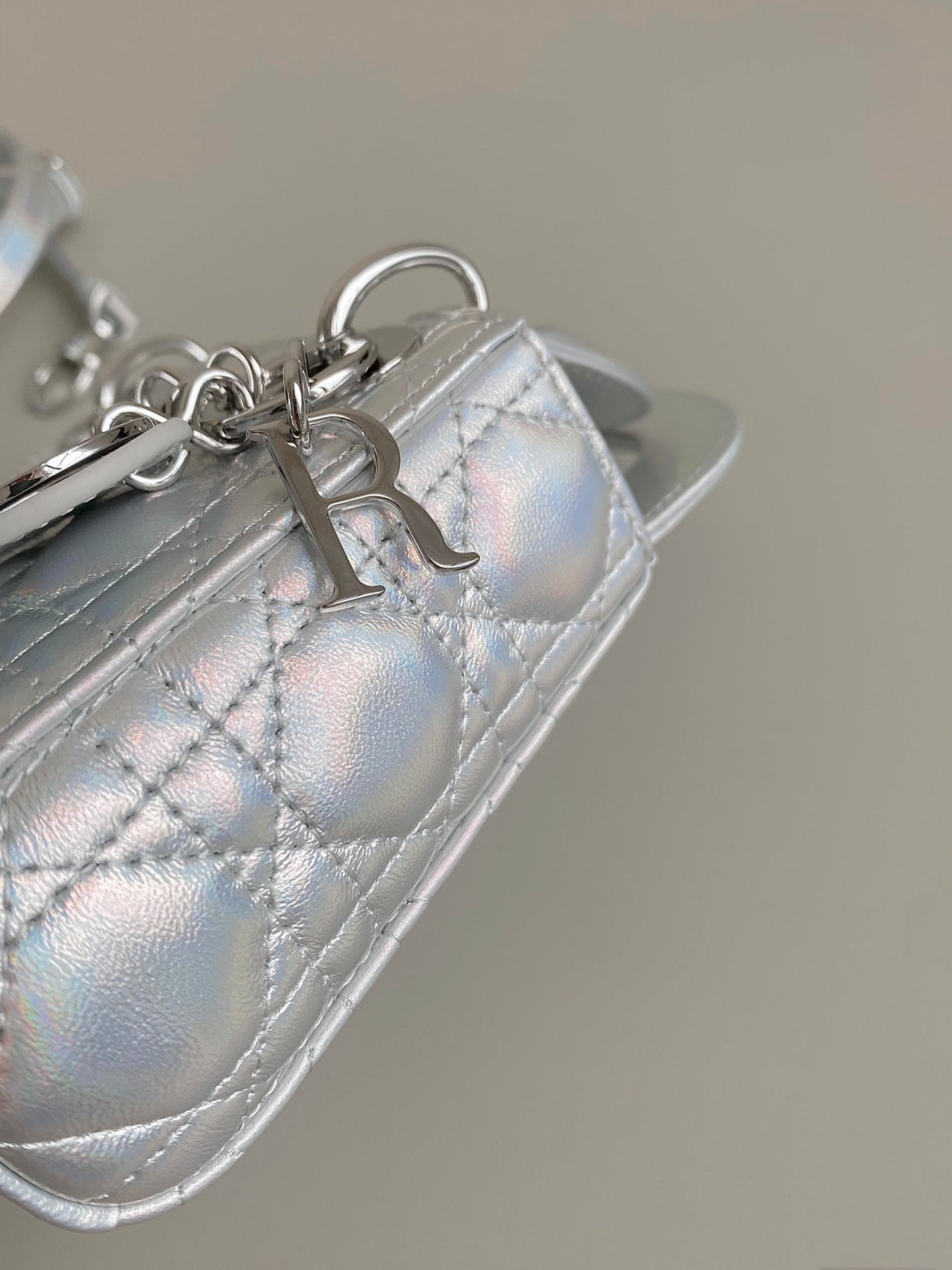 MICRO LADY 12 BAG IN SILVER LAMBSKIN Amelia