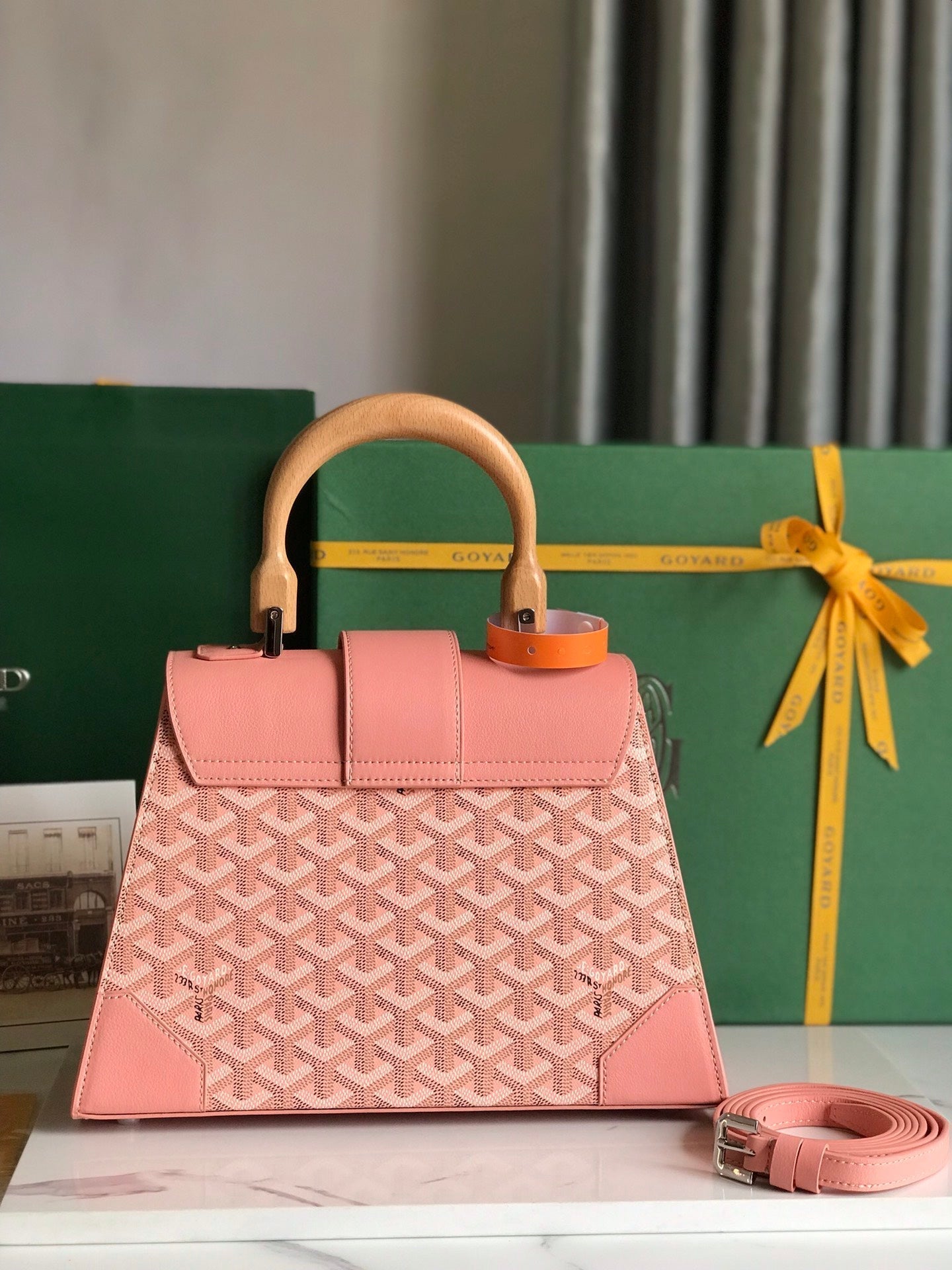 SAÏGON PM BAG 28 IN BAAmelia PINK GOYARDINE CANVAS AND CALFSKIN