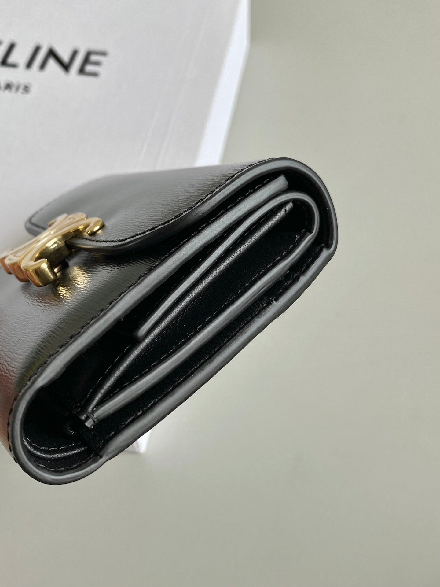 TRIPHOME 10 TRIFOLD WALLET CALFSKIN BLACK Amelia