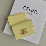 TRIPHOME 9 WALLET TWO-IN-ONE YELLOW PASTEL CALFSKIN Amelia