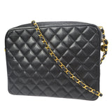 CHANEL 1991-1994 Pocket Camera Bag Large Black Caviar 87797