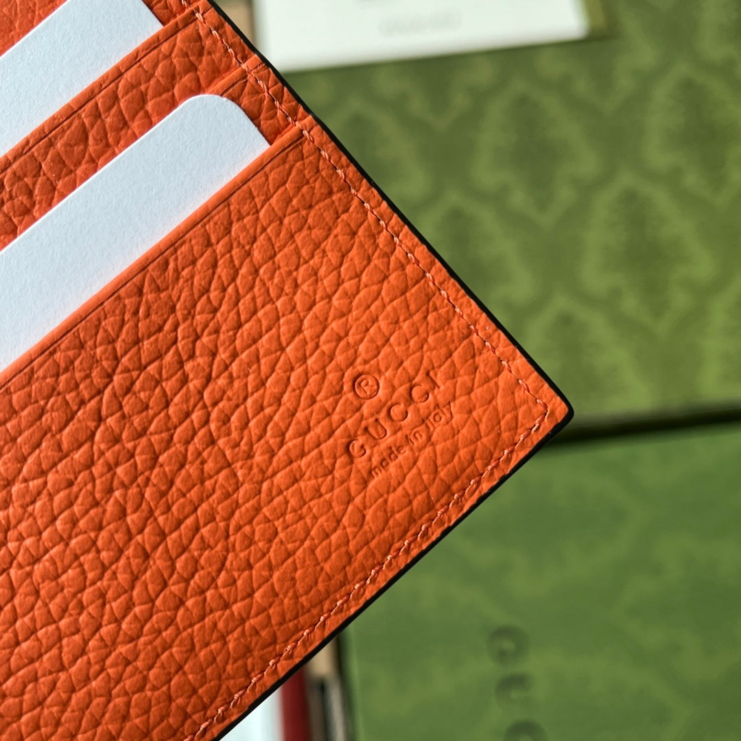 WALLET 11 IN ORANGE EMBOSSED CALFSKIN Amelia Amelia