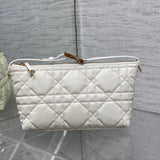 TRAVEL NOMAD POUCH 22 IN WHITE MACROCANNAGE LAMBSKIN GOLD HARDWARE Amelia