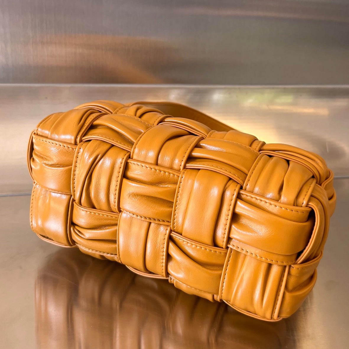 SMALL BRICK CASSETTE 23 IN SANDSTONE ORANGE SOFT LAMBSKIN Amelia Amelia