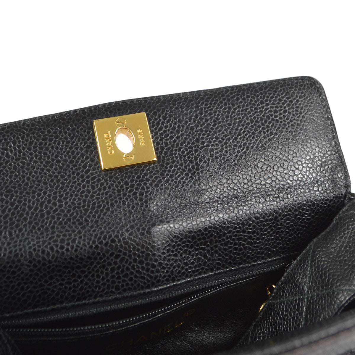 CHANEL 1996-1997 Box Shoulder Bag Mini Black Caviar 88125
