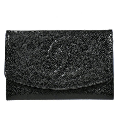 CHANEL 1994-1996 Timeless Coin Case Caviar Black 97297