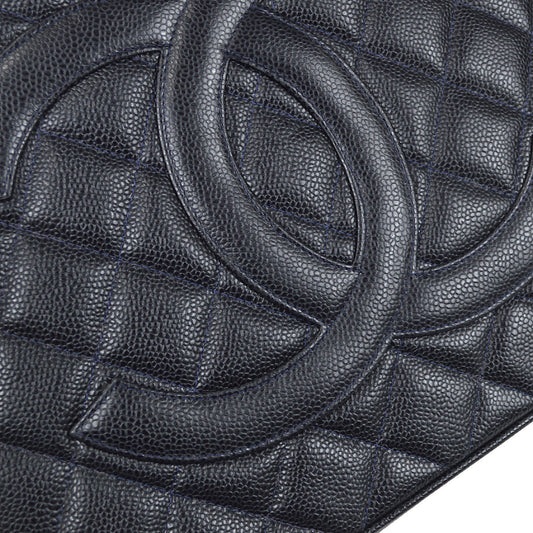 CHANEL 2000-2001 Medallion Tote SHW Navy Caviar 97413