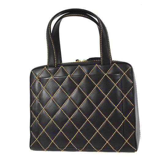 CHANEL 2001-2003 Wild Stitch Handbag Black Calfskin 97425