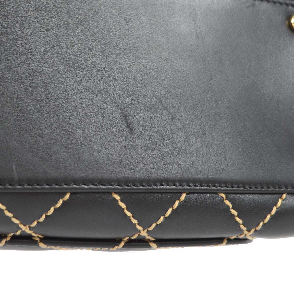 CHANEL 2001-2003 Wild Stitch Handbag Black Calfskin 97425