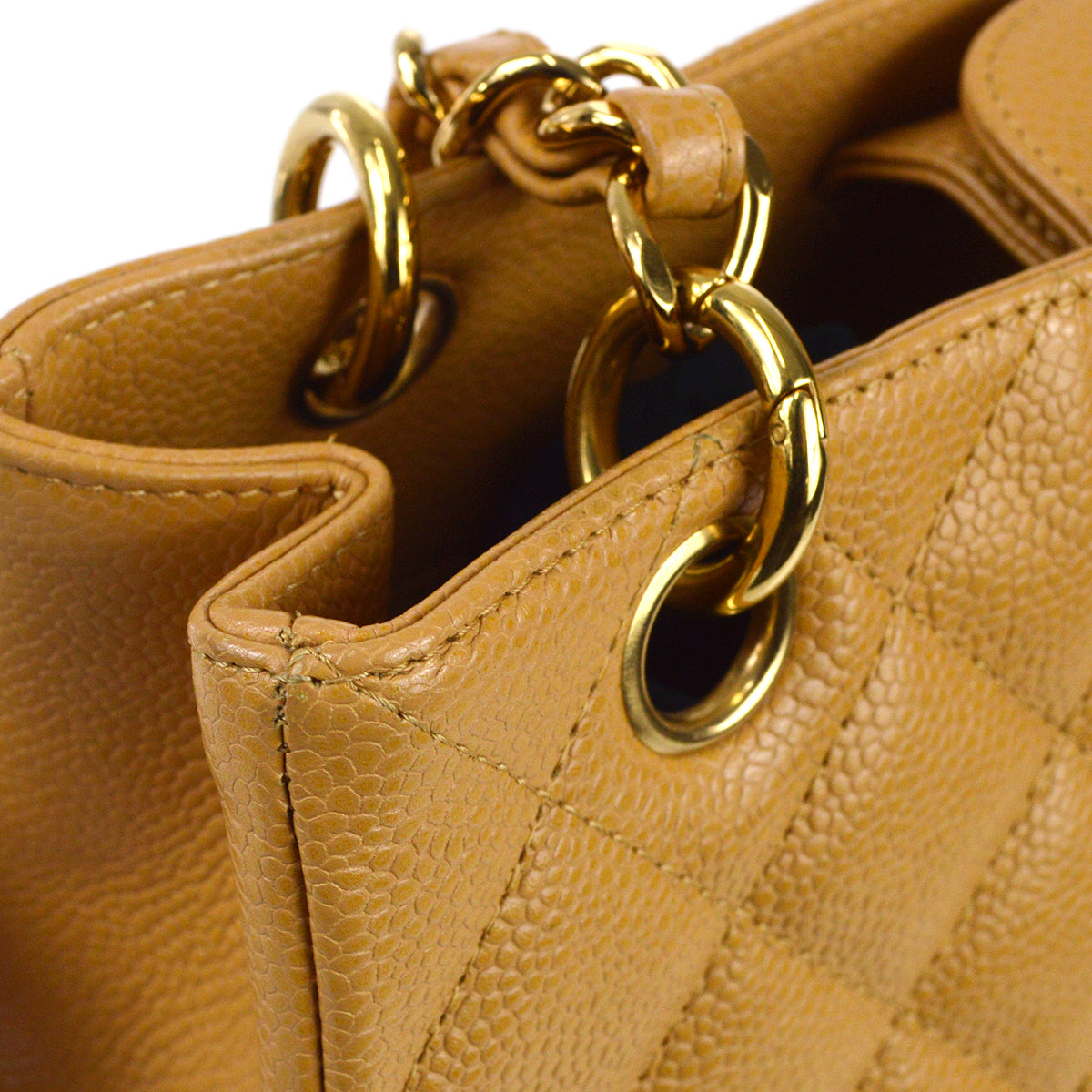 CHANEL 2004-2005 Petite Shopping Tote PST Beige Caviar 97426