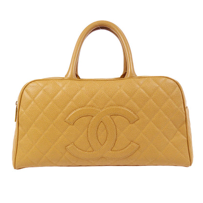 CHANEL 2000-2001 Bowling Bag 37 Beige Caviar 97428