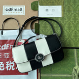 PETITE SMALL SHOULDER BAG 27 IN BLACK MIX WHITE CALFSKIN Amelia Amelia