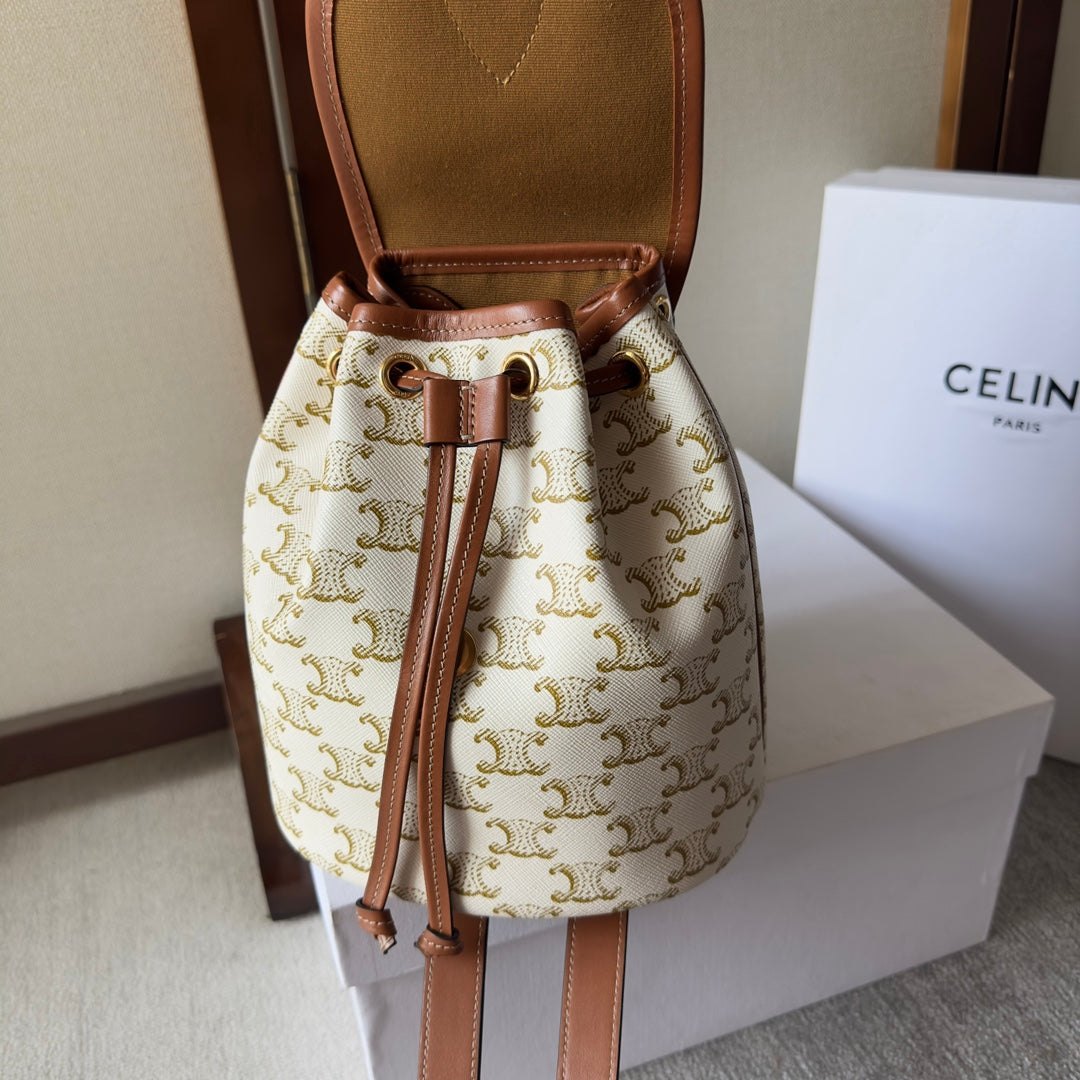SMALL FOLCO BACKPACK 20 IN WHITE TRIOMPHE CANVAS Amelia Amelia