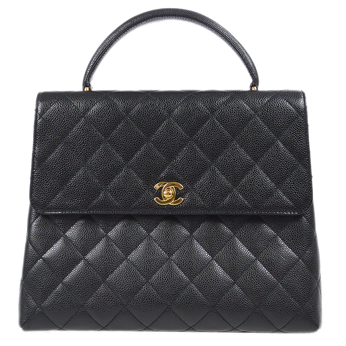 CHANEL 1997-1999 Quilted Kelly 30 Black Caviar 78297