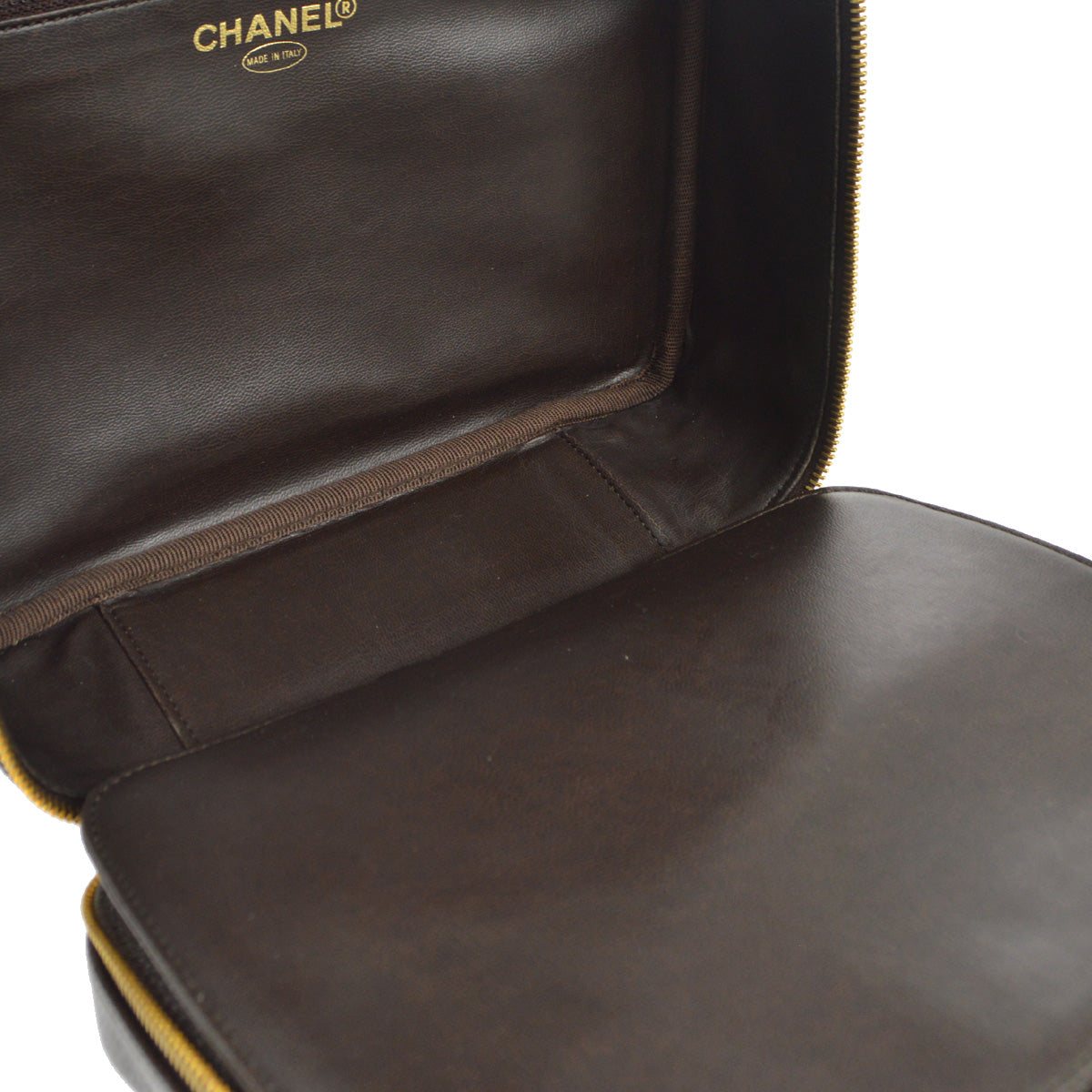 CHANEL 2way Cosmetic Vanity Handbag Brown Caviar 87980