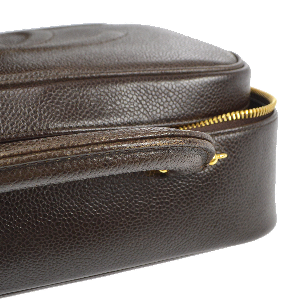 CHANEL 2way Cosmetic Vanity Handbag Brown Caviar 87980