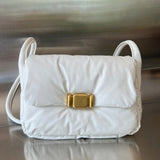 PAD PUFFER BAG 29 IN WHITE COWHIDE LEATHER Amelia Amelia