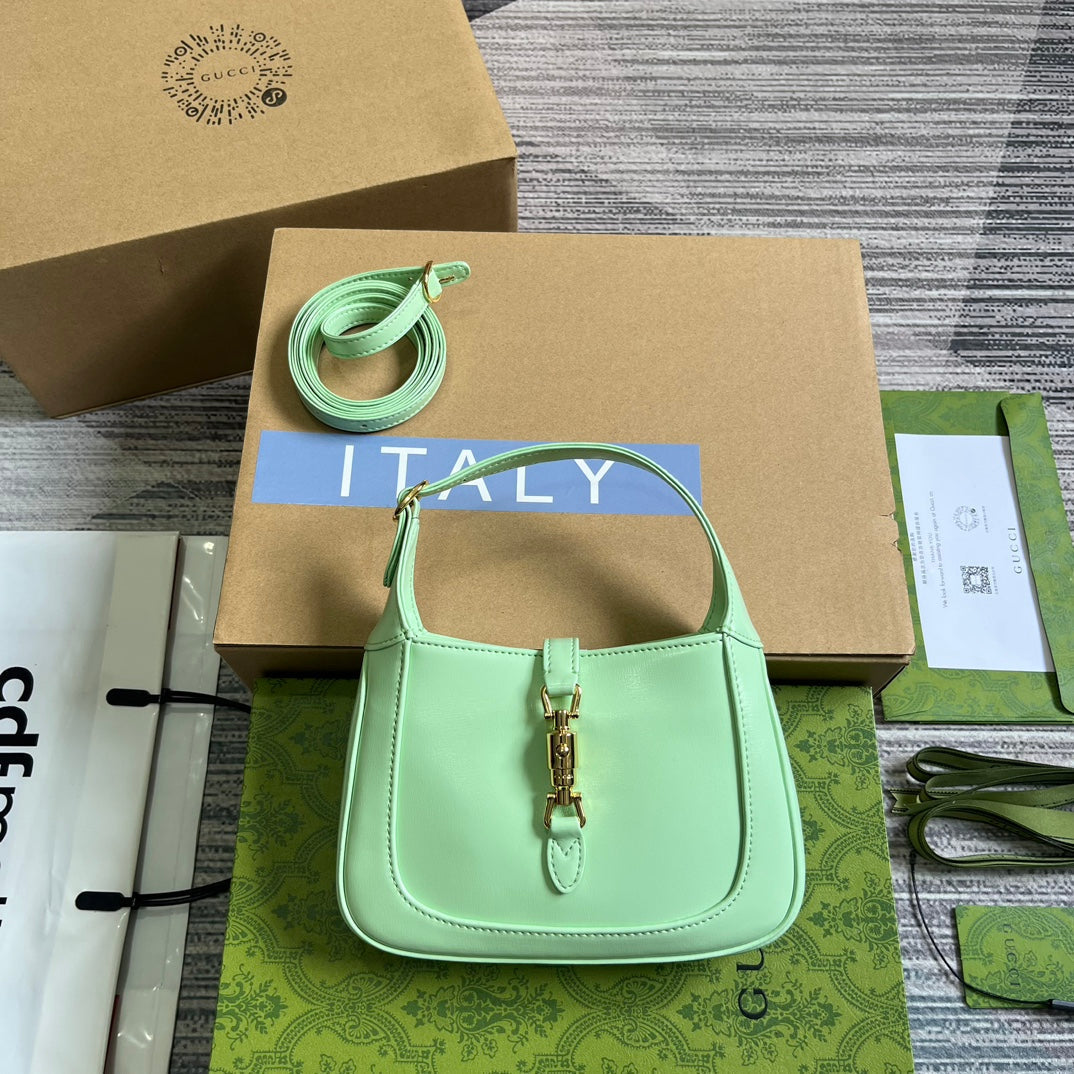 GG JACKIE MINI 19 SHOULDER BAG IN LIGHT GREEN CALFSKIN Amelia
