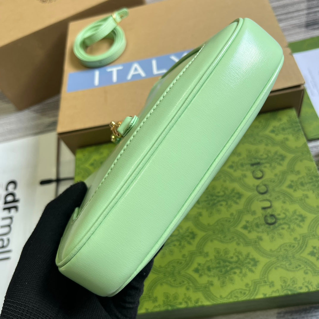 GG JACKIE MINI 19 SHOULDER BAG IN LIGHT GREEN CALFSKIN Amelia Amelia