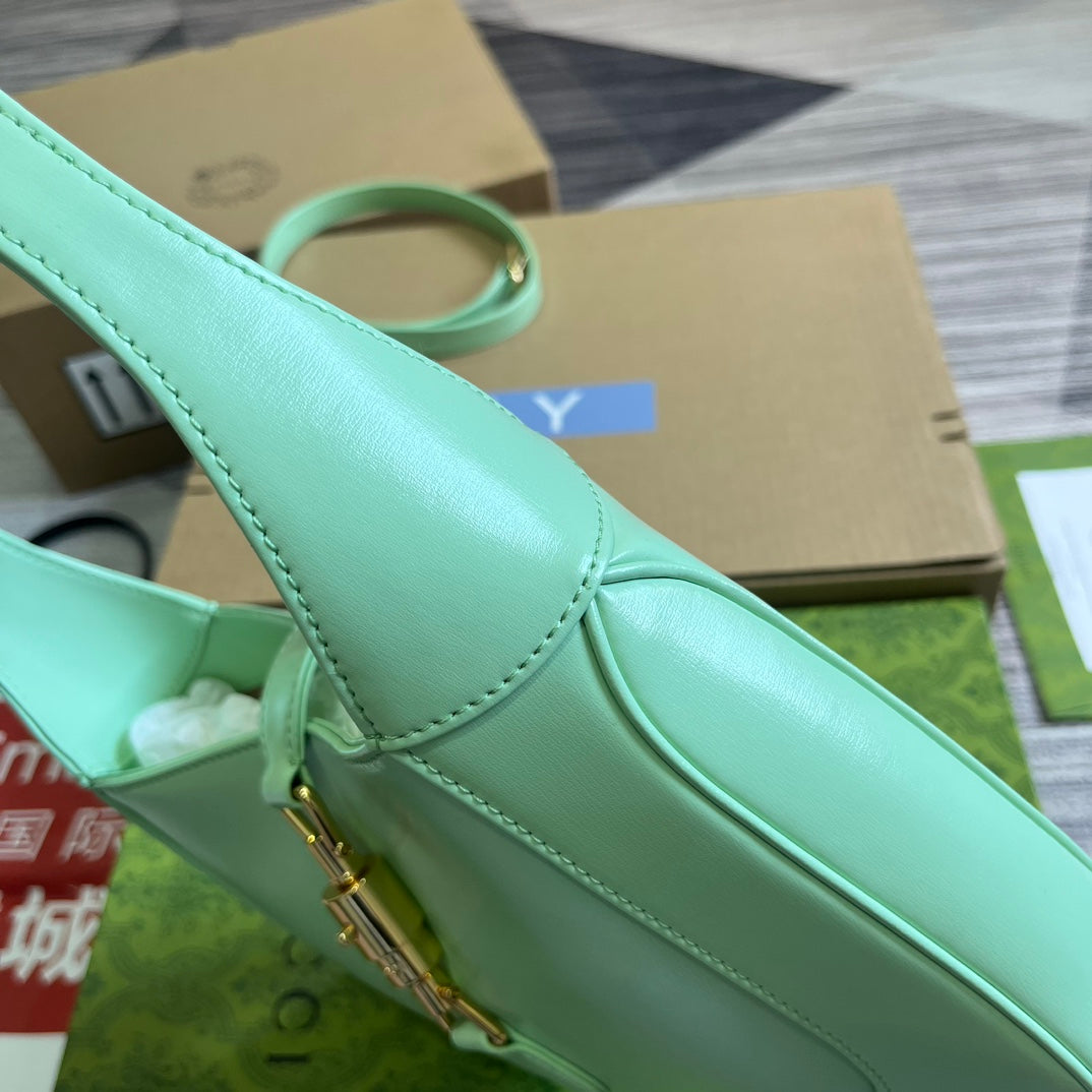 GG JACKIE SMALL 28 SHOULDER BAG IN LIGHT GREEN CALFSKIN Amelia Amelia