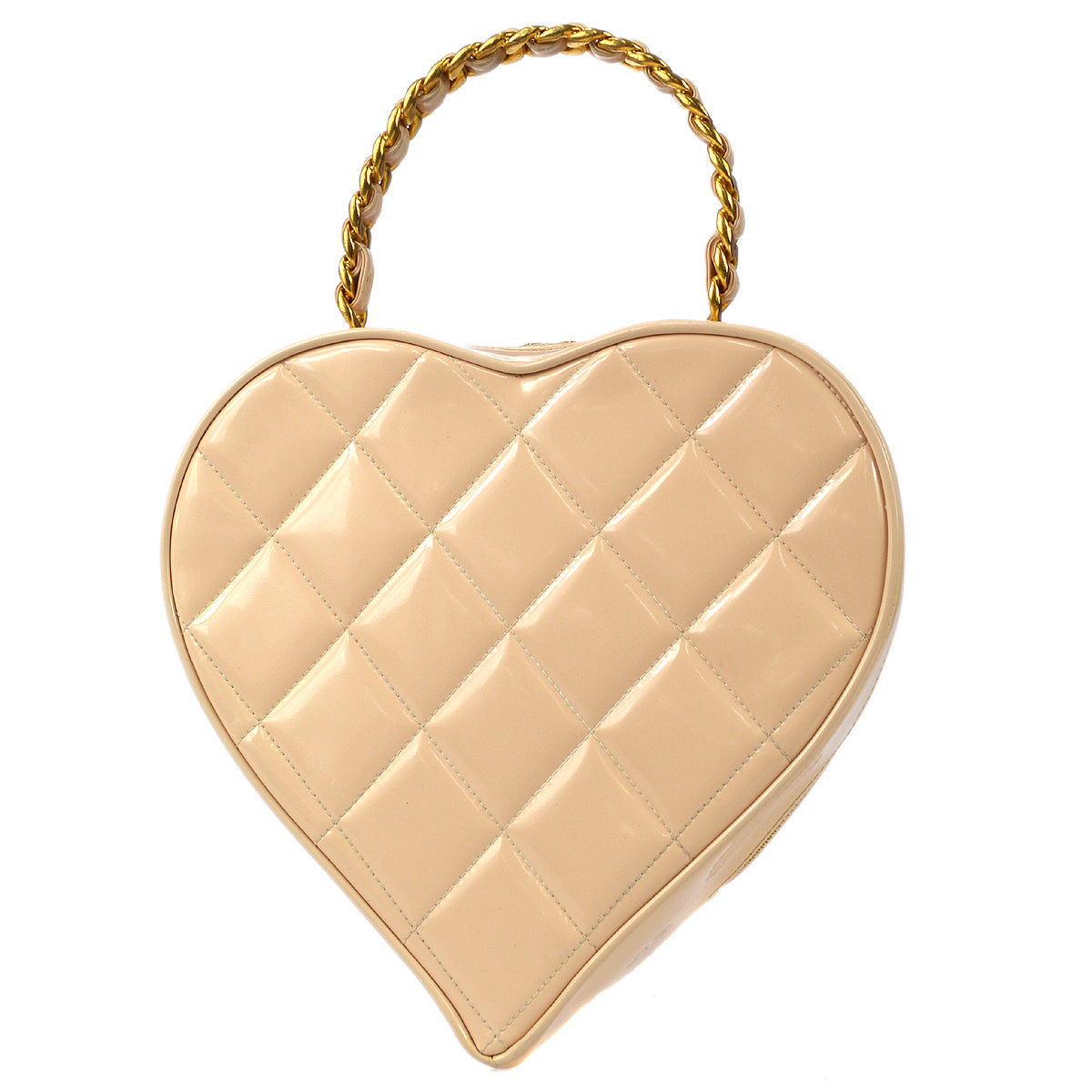 CHANEL Heart Vanity Chain Handbag Beige 67762