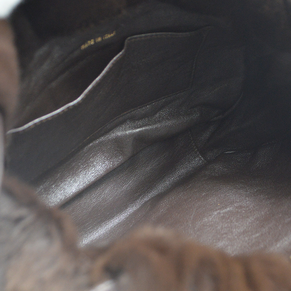 CHANEL 1997-1999 Bucket Bag Brown Rabbit Fur 68053