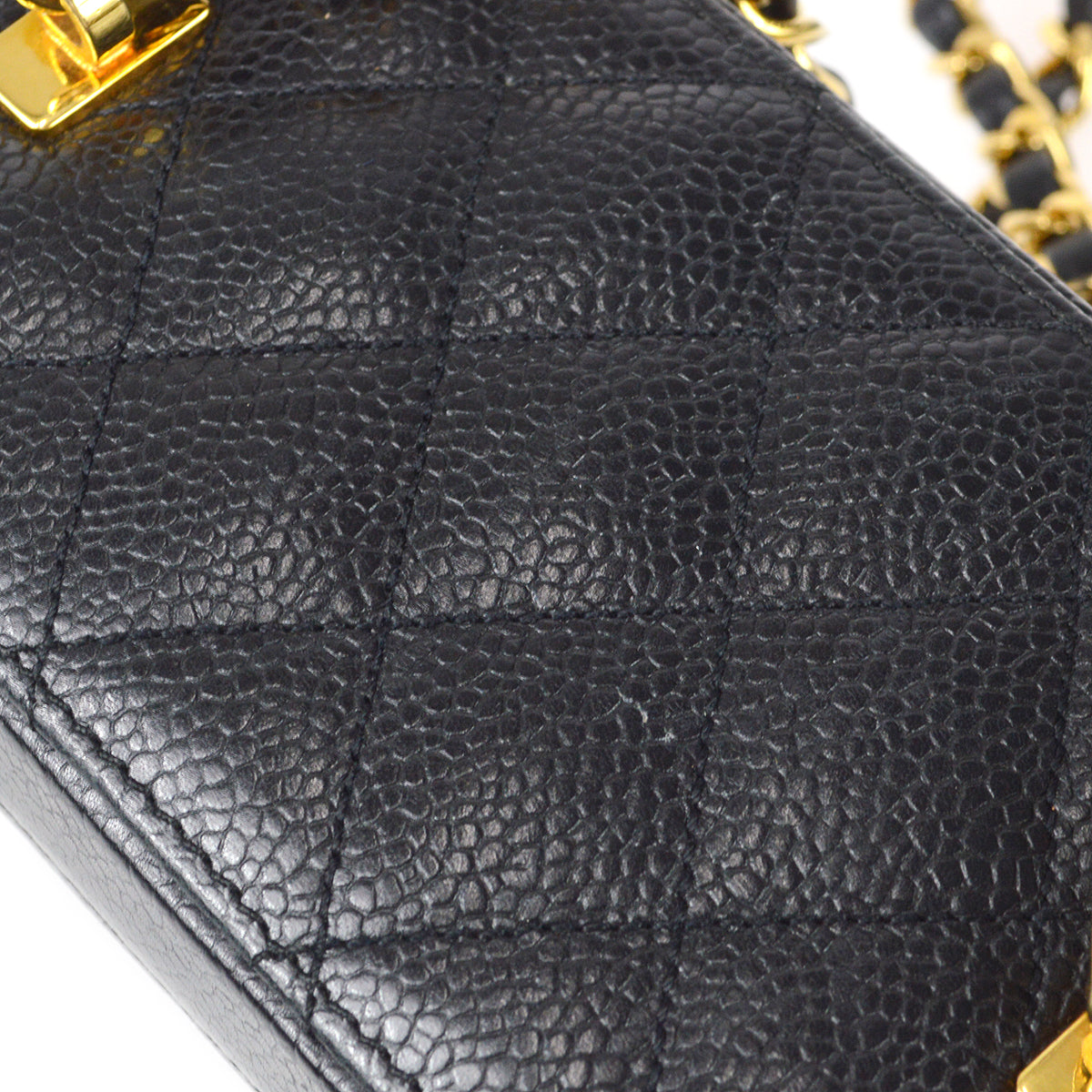 CHANEL Vanity Box Shoulder Bag Micro Black Caviar 88393
