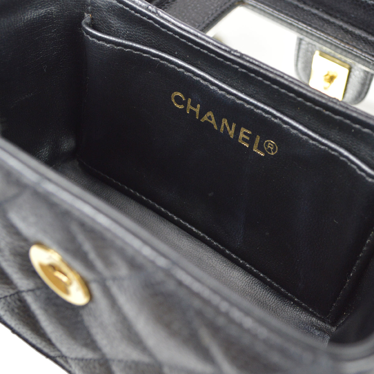 CHANEL Vanity Box Shoulder Bag Micro Black Caviar 88393