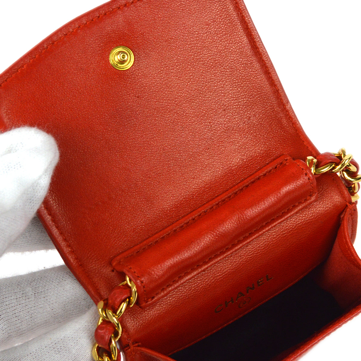 CHANEL 1997-1999 Timeless Phone Case Red Caviar 67940