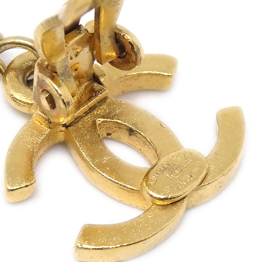 CHANEL Artificial Pearl Shaking Earrings Gold Clip-On 97P 78806