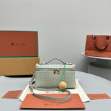 EXTRA POCKET L19 IN PEARL GRAY OSTRICH LEATHER Amelia