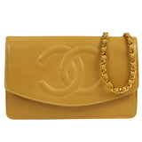 CHANEL WOC Chain Shoulder Wallet Bag Beige Caviar 89658
