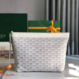 CONTI POUCH 24 IN WHITE LAMBSKIN AND GOYARDINE CANVAS Amelia Bags