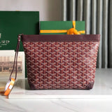 CONTI POUCH 24 IN WINE RED LAMBSKIN AND GOYARDINE CANVAS Amelia Amelia