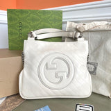 BLONDIE TOTE BAG 30 IN WHITE CALFSKIN SIVLER HARDWARE Amelia Amelia