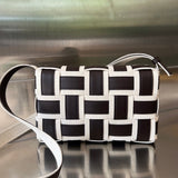 MINI CASSETTE 23 IN BLACK WHITE CALFSKIN Amelia Amelia