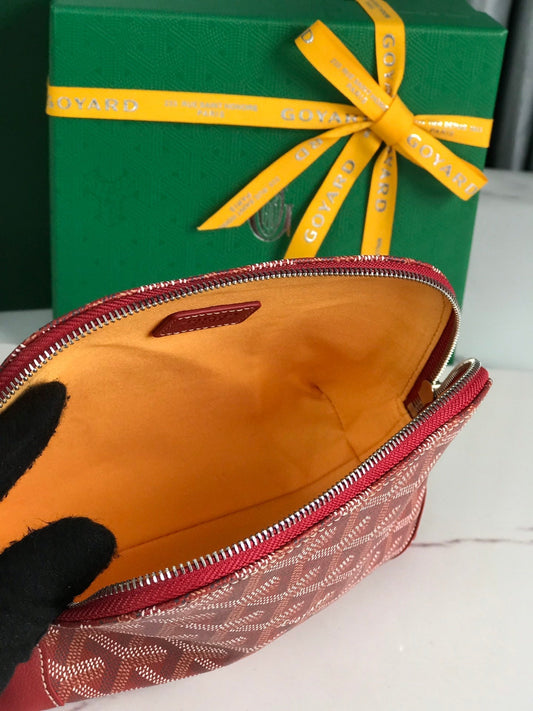 VENDÔME COSMETIC POUCH 17 IN CLASSIC RED GOYARDINE CANVAS AND CALFSKIN TRIM Amelia Amelia