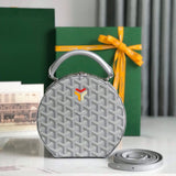THE ALTO HATBOX TRUNK BAG 18 IN GRAY GOYARDINE CANVAS Amelia Amelia