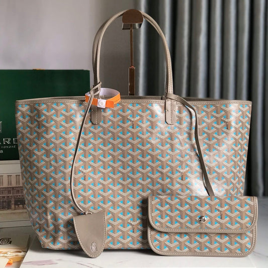 SAINT LOUIS PM 34 IN GREY MIX BLUE GOYARDINE CANVAS AND CALFSKIN Amelia Amelia