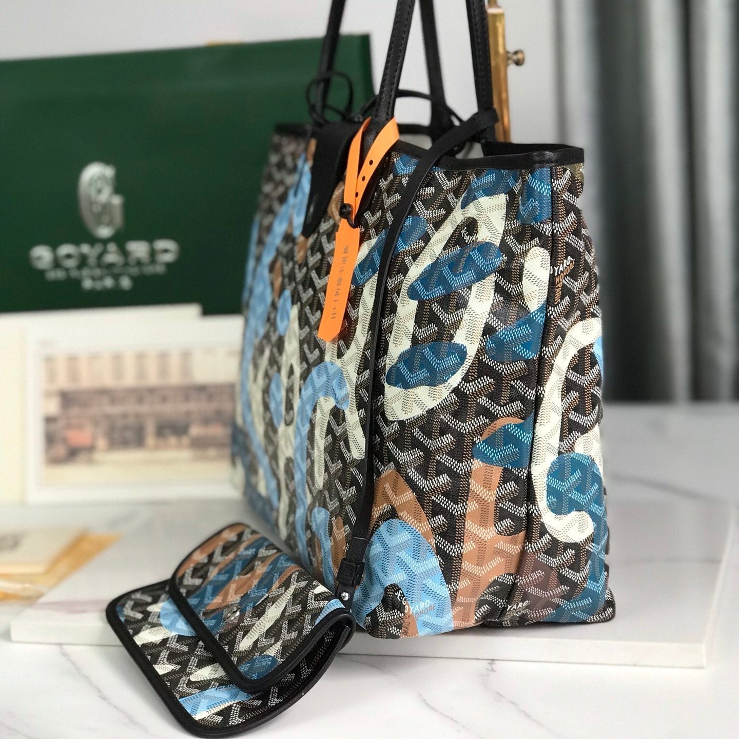 SAINT LOUIS PM BAG 34 IN BLUE LETTRES CAMOUFLAGE GOYARDINE CANVAS Amelia Amelia