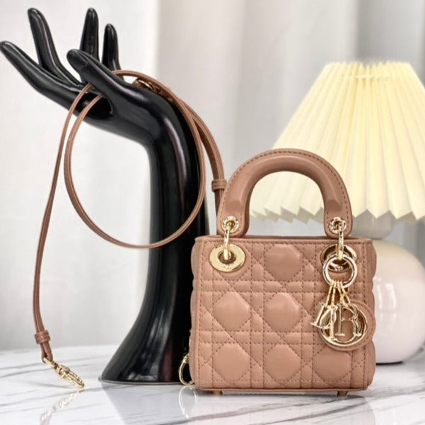 MICRO LADY 12 BAG IN CAMEL BEIGE LAMBSKIN Amelia