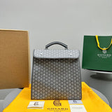 LEGER BACKPACK 37 IN GRAY GOYARDINE CANVAS WITH CALFSKIN TRIM Amelia Bags