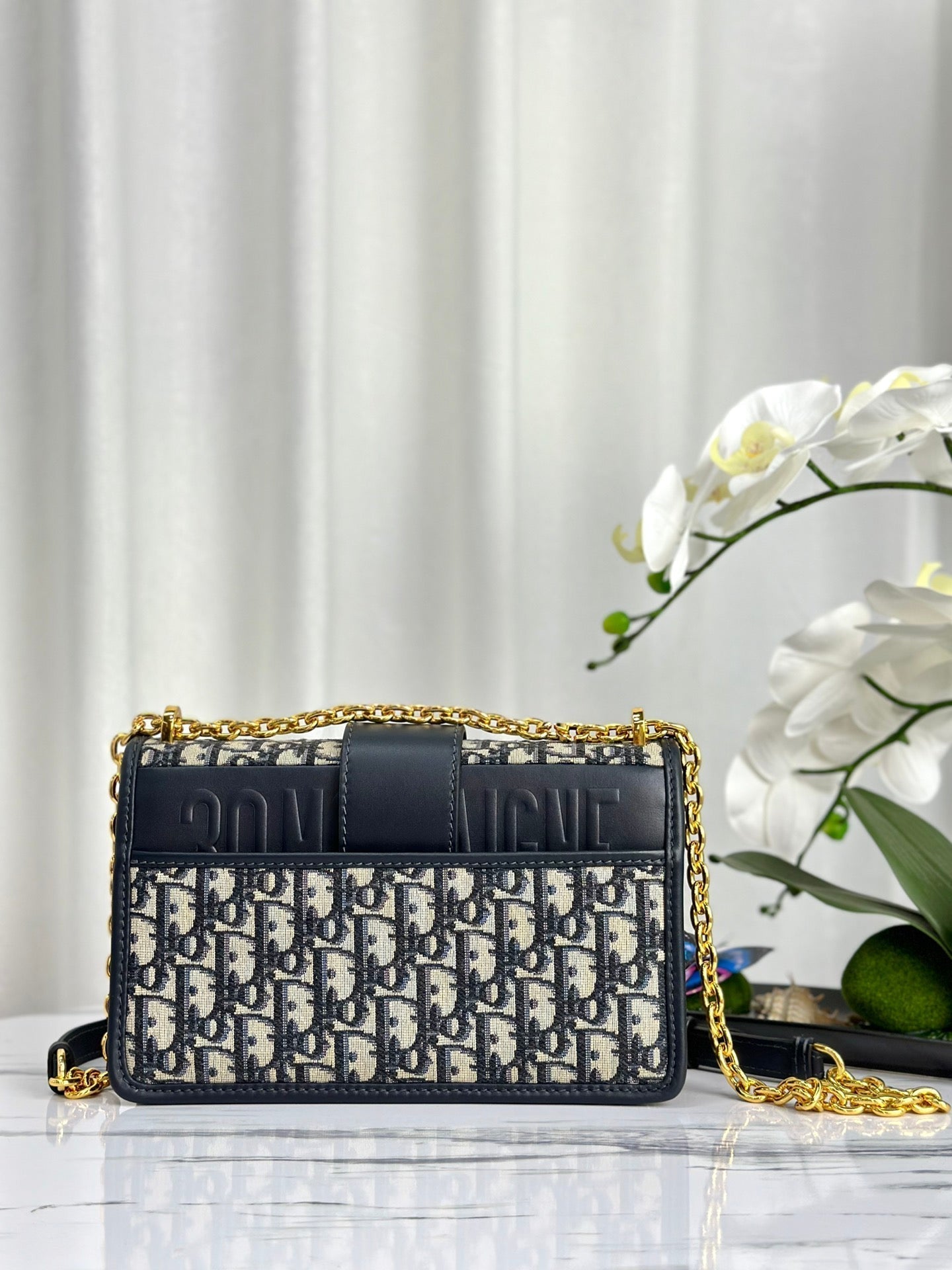 MONTAIGNE 25 BAG IN BLUE OBLIQUE JACQUARD Amelia