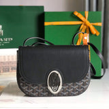 233 BAG 25 IN BLACK CALFKIN AND GOYARDINE CANVAS by Amelia