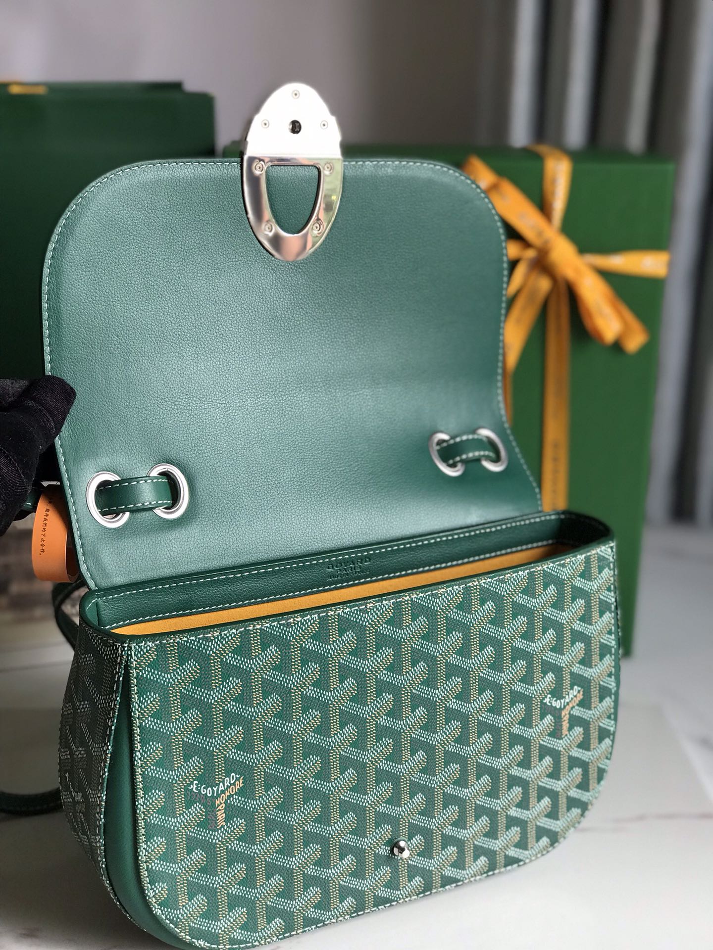 233 BAG 25 IN GREEN CALFKIN AND GOYARDINE CANVAS Amelia Amelia