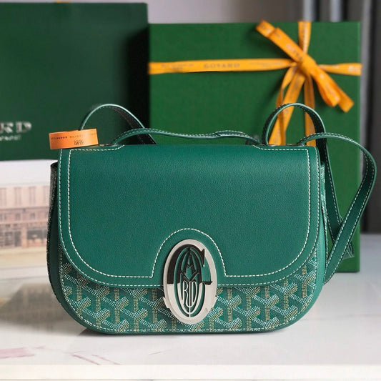 233 BAG 25 IN GREEN CALFKIN AND GOYARDINE CANVAS Amelia Bags